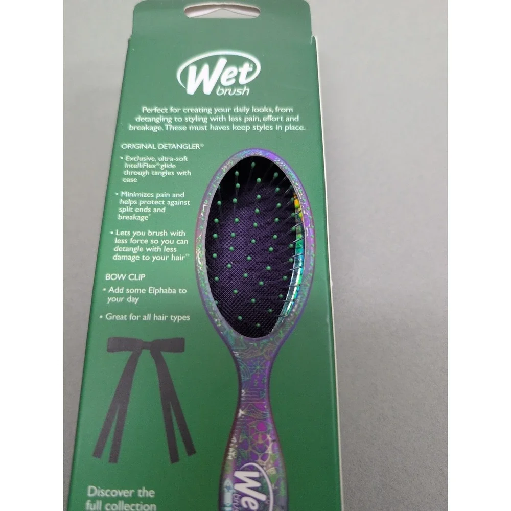 Wicked Wet Brush Wickedly Elphaba Detangler Hair Brush Bow Clip NEW